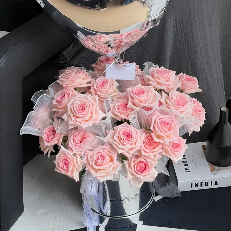 粉荔枝玫瑰鮮花桶|Pink Lich Rose Bouquet 19/33 stem