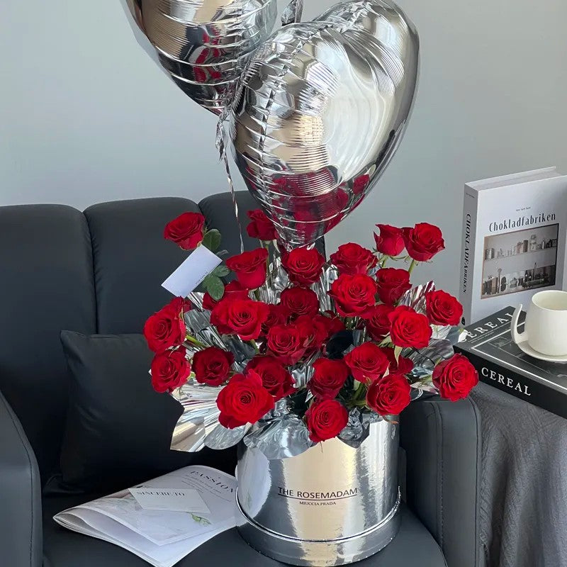 【情人】33枝紅玫瑰鮮花桶