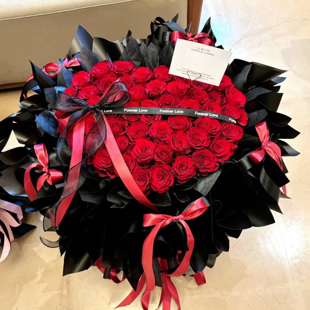 33/52/99 枝芭蕾風心形紅玫瑰鮮花束|RED Rose Fresh Bouquet