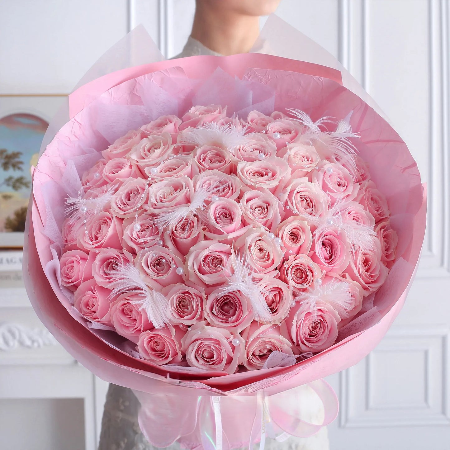 33/52 枝粉雪山玫瑰鮮花束【浪漫寵溺】Pink Rose Fresh Bouquet