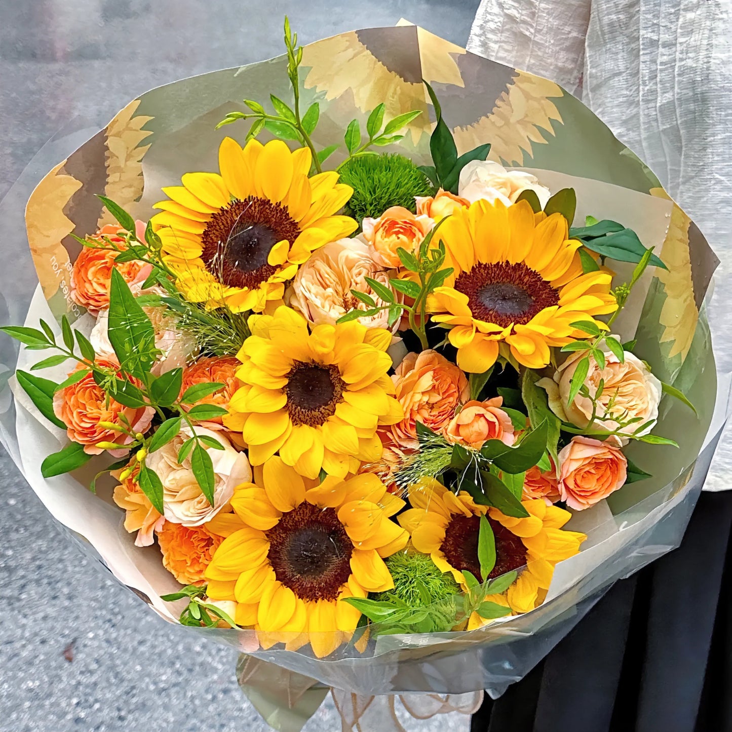 【晨光】5枝向日葵混搭鮮花束