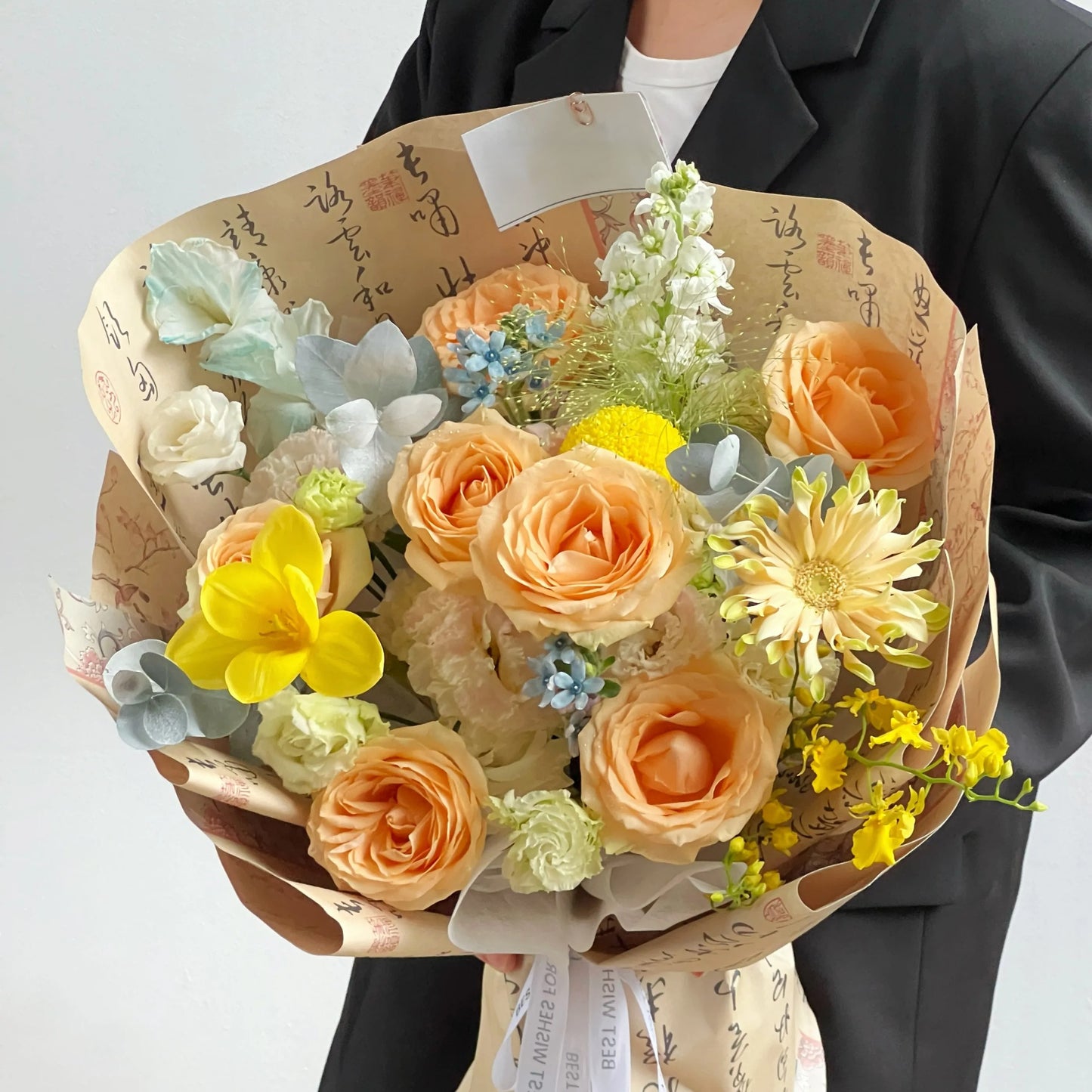 【心之所向】香檳玫瑰鬱金香混搭鮮花束