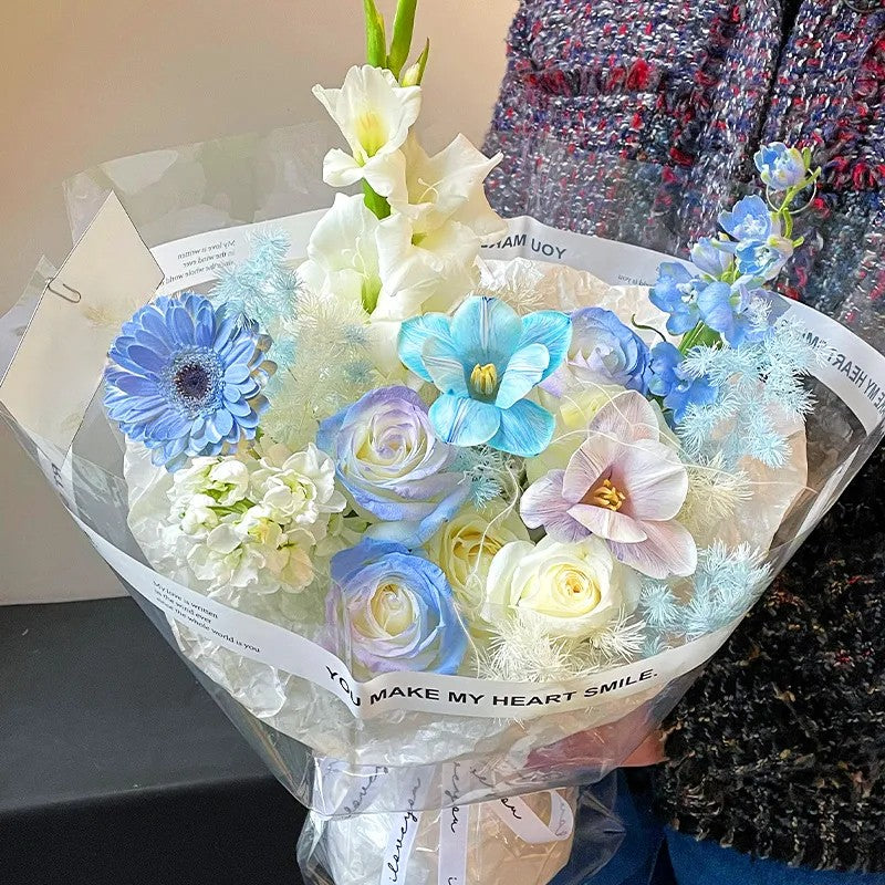【碧影】鬱金香碎冰藍混搭鮮花束