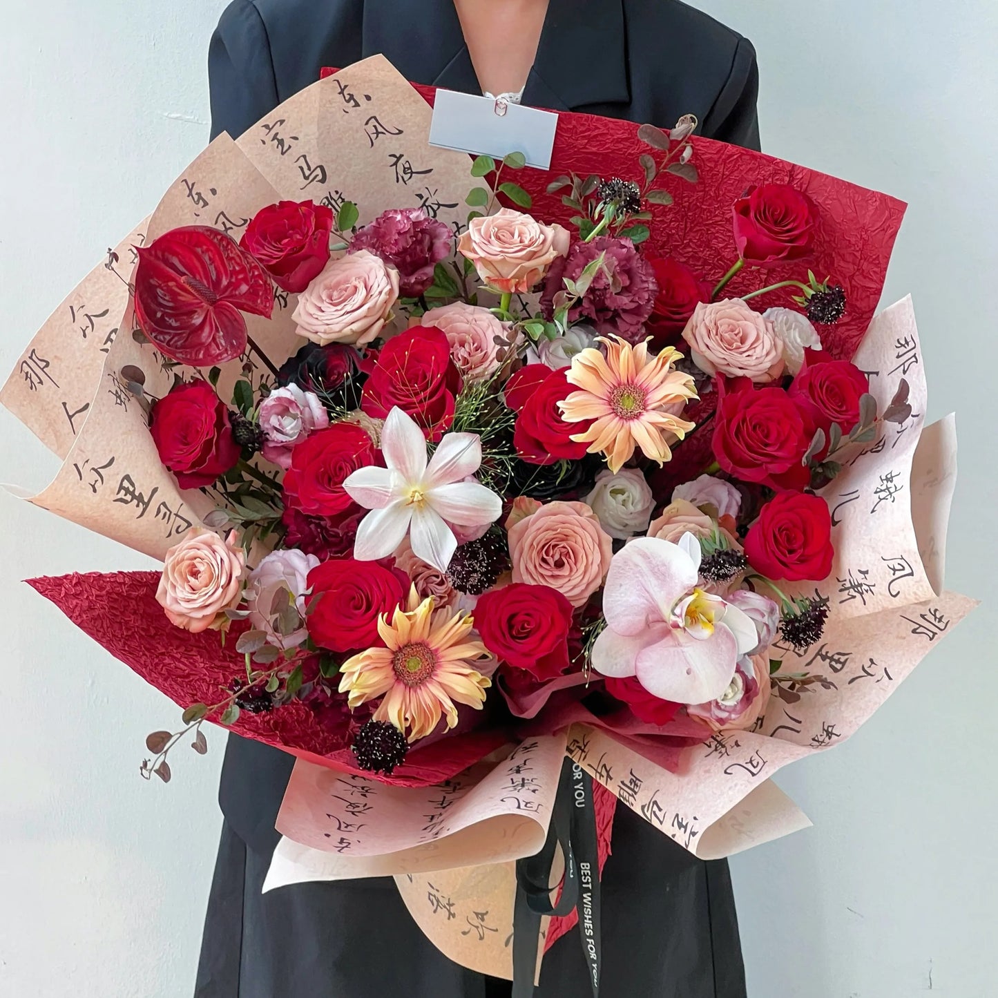 【芬芳馥郁】紅玫瑰鬱金香混搭鮮花束