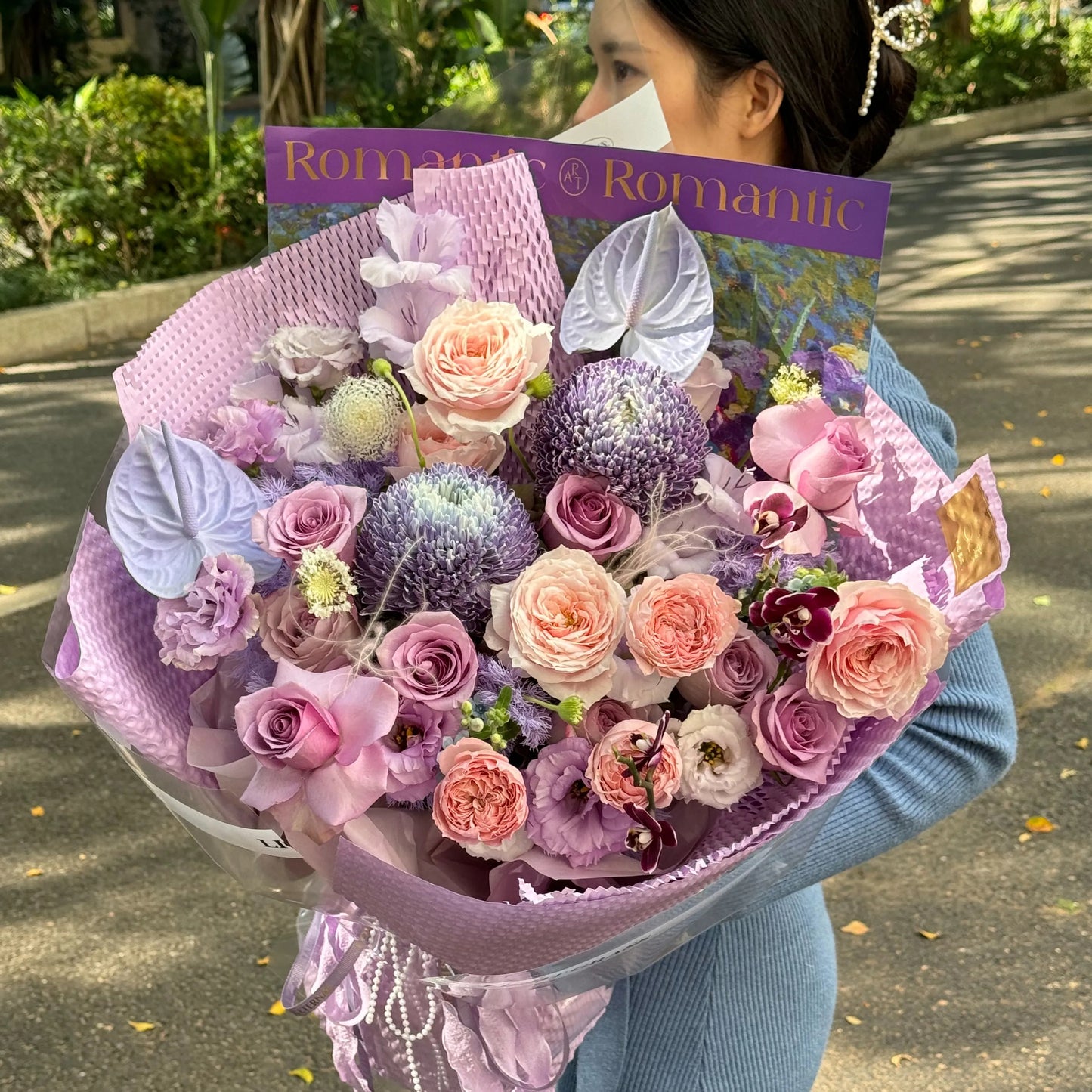 【蕓染】牡丹菊粉玫瑰混搭鮮花束