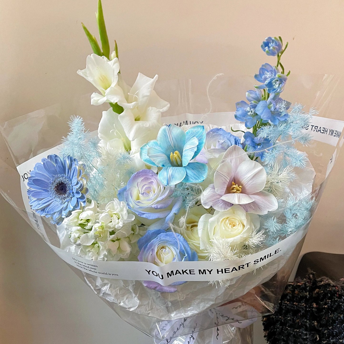 【碧影】鬱金香碎冰藍混搭鮮花束
