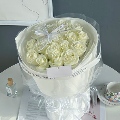 19朵白玫瑰鮮花束