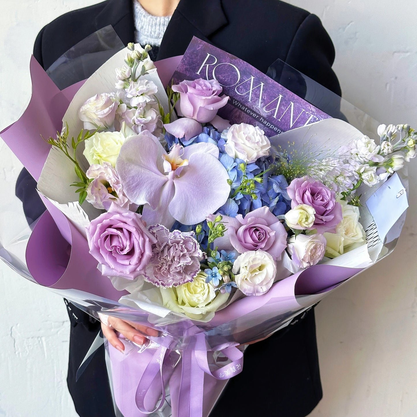 【紫霞】紫玫瑰康乃馨混搭鮮花束