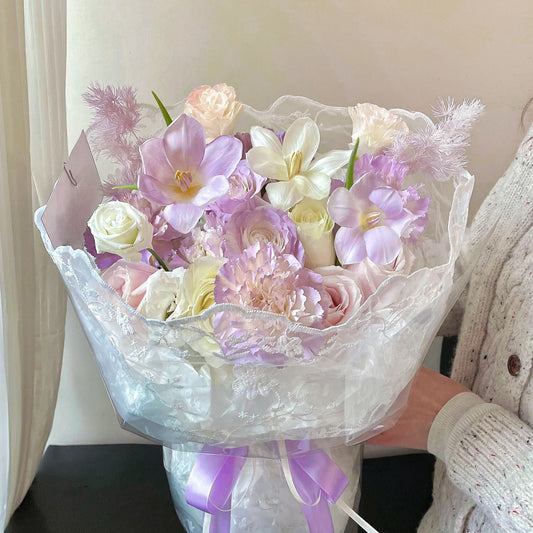 【流光】鬱金香玫瑰混搭鮮花束