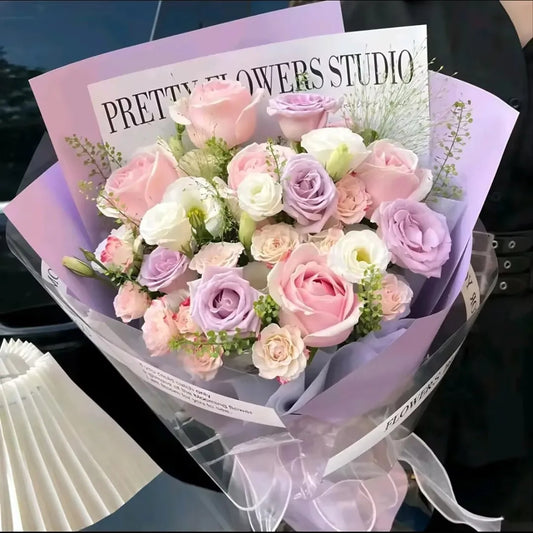粉玫瑰紫玫瑰混搭鮮花束|Meet The Little Bouquet 07