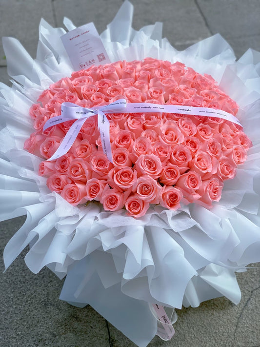 99枝戴安娜粉玫瑰鮮花束|Diana Pink Rose Fresh Bouquet