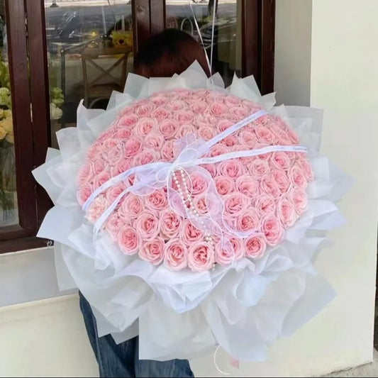 99枝粉荔枝玫瑰鮮花束|Pink Lich Rose Fresh Bouquet