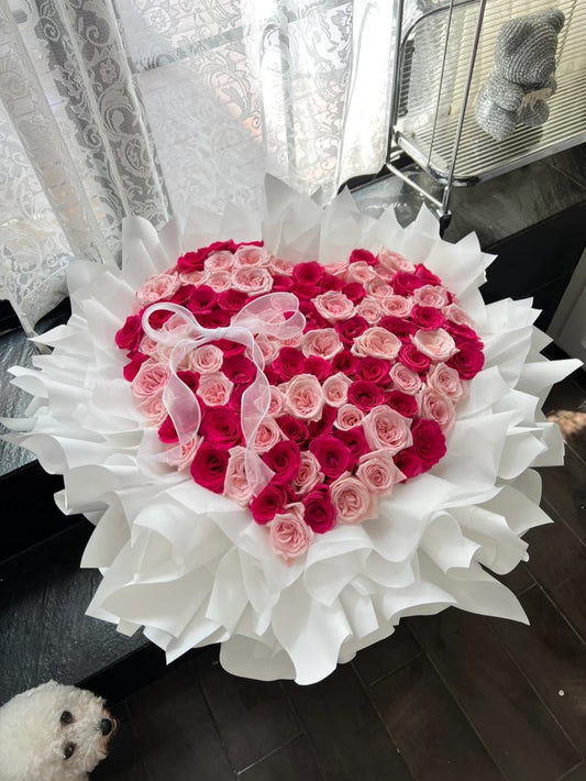 99枝粉荔枝弗洛伊德玫瑰混搭鮮花束|Pink Rose Floyd Rose Mix Fresh Bouquet