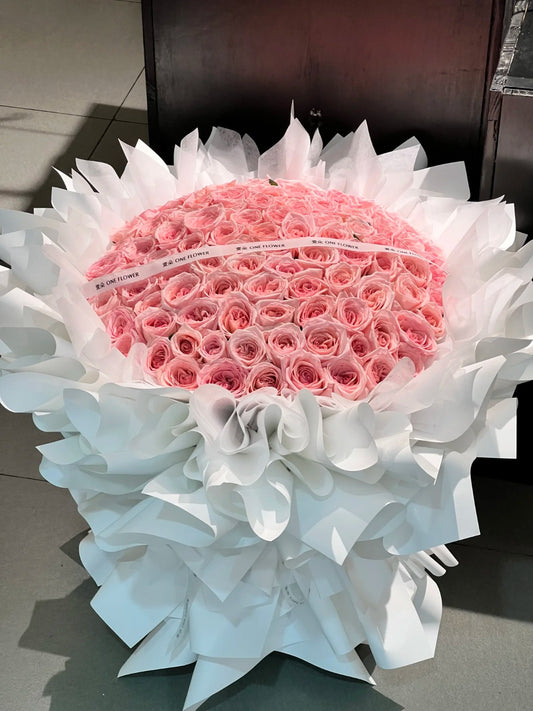 99枝粉荔枝玫瑰鮮花束|Pink Lich Rose Fresh Bouquet