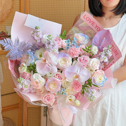 【沉淪浪漫】粉雪山魚姬蝴蝶蘭混搭鮮花束