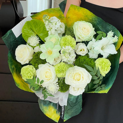 【自然森系】白玫瑰鬱金香混搭鮮花束