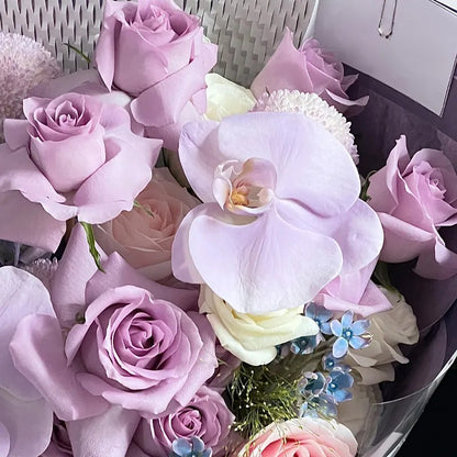 【韶華】紫玫瑰蝴蝶蘭混搭鮮花束