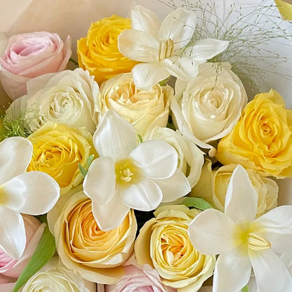【浪漫花郁】香檳玫瑰鬱金香混搭鮮花束