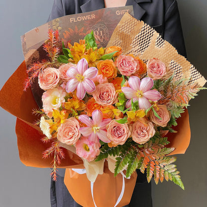 【原野焦糖】卡布奇諾鬱金香混搭鮮花束