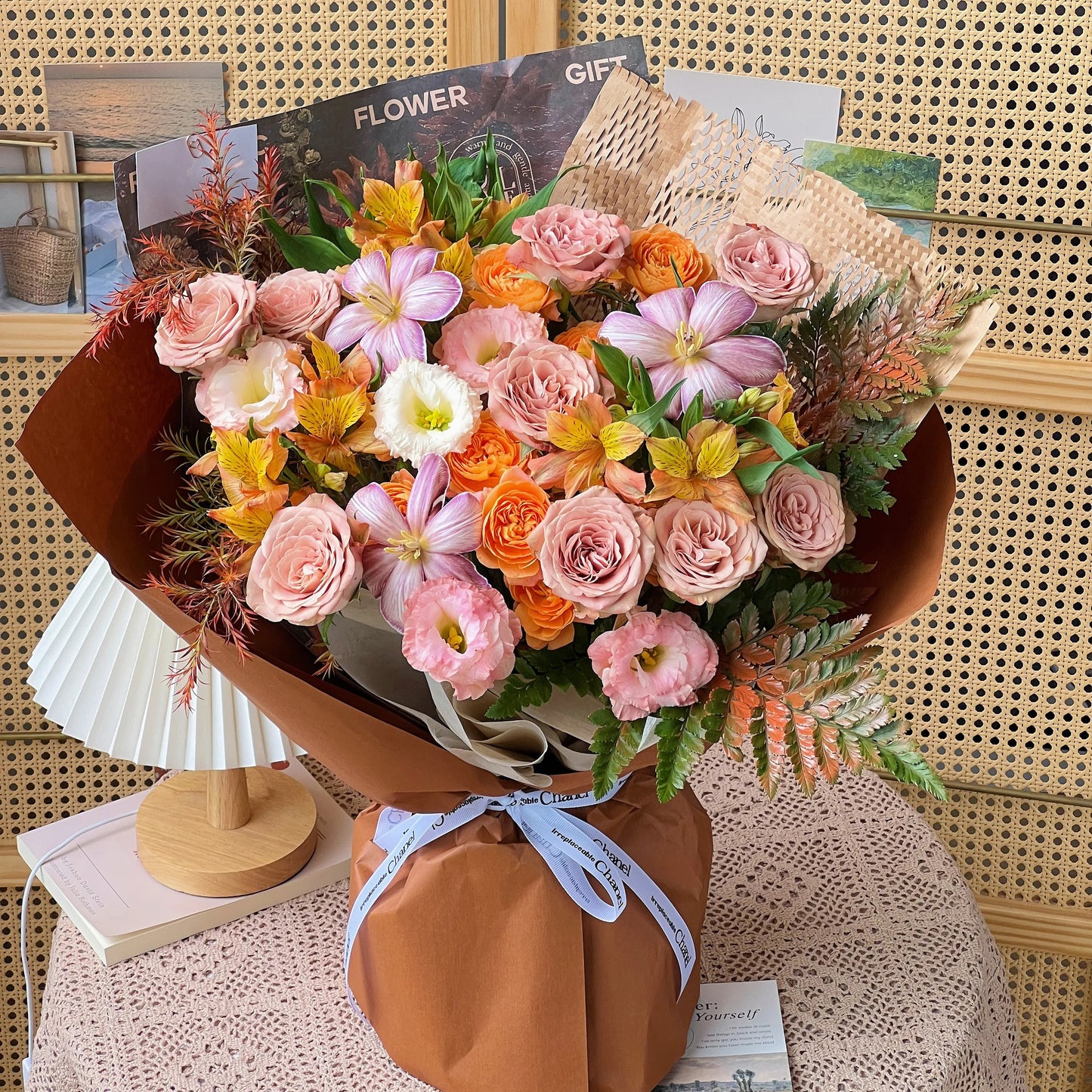 【原野焦糖】卡布奇諾鬱金香混搭鮮花束