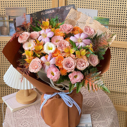 【原野焦糖】卡布奇諾鬱金香混搭鮮花束