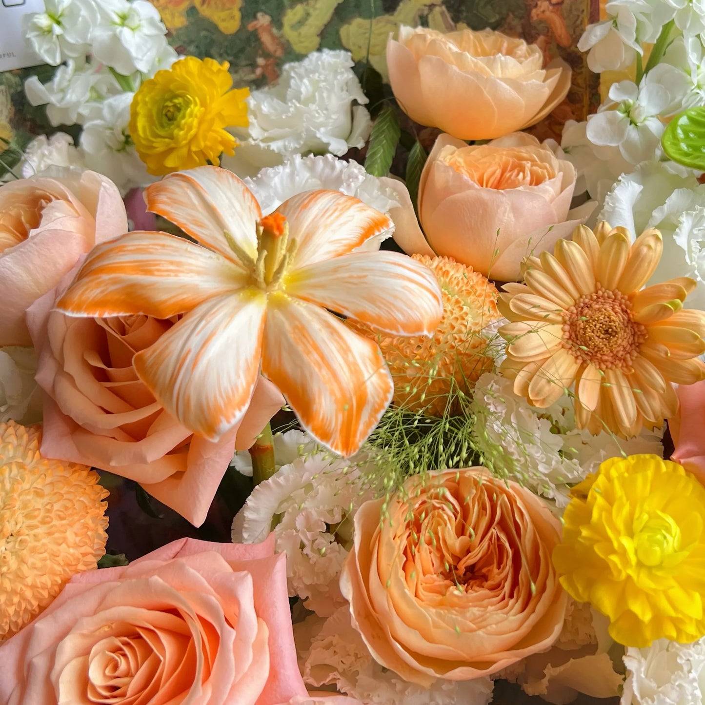 【風輕日暖】微光玫瑰乒乓菊鬱金香混搭鮮花束