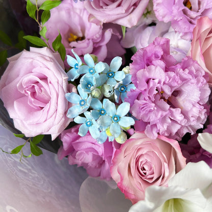 【迷霧花海】紫玫瑰桔梗蝴蝶蘭混搭鮮花束