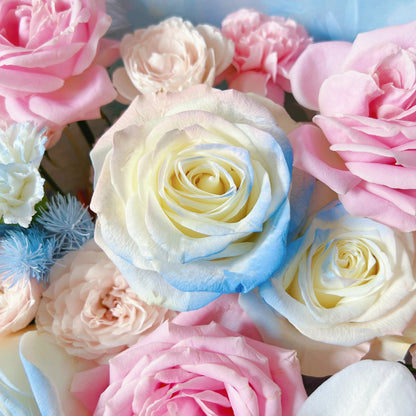 【密語甜汐】粉雪山碎冰藍桔梗混搭鮮花束