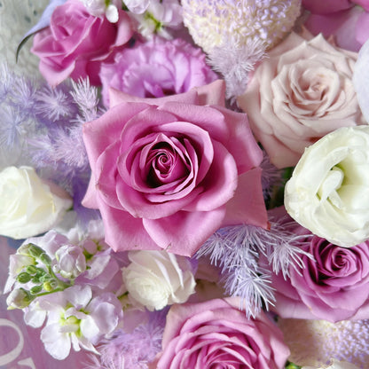 【幸運有你】紫玫瑰曼塔蝴蝶蘭混搭鮮花束