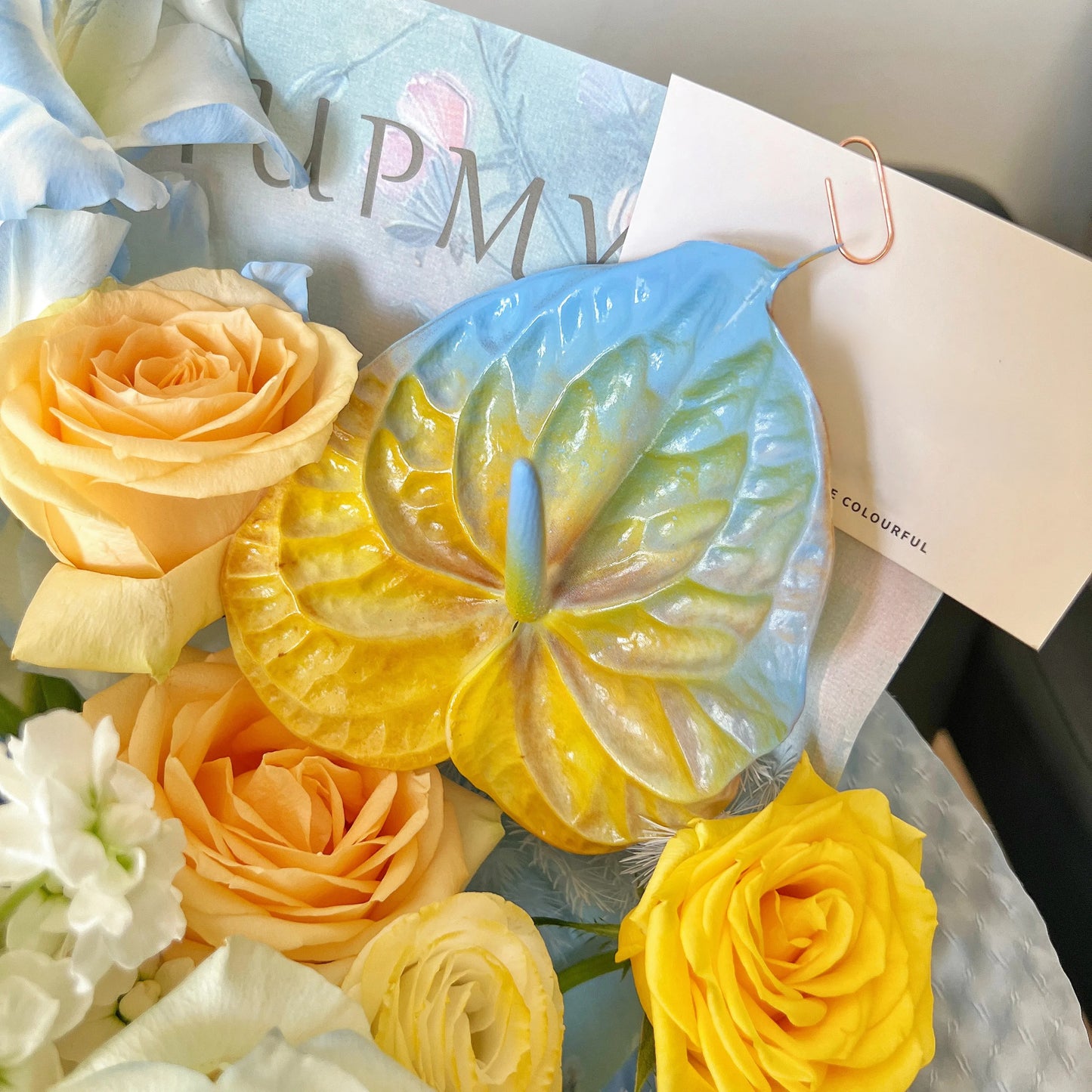 【熾野逐光】向日葵黃玫瑰香檳玫瑰混搭鮮花束